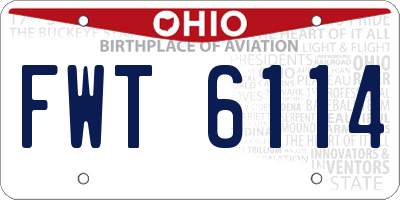 OH license plate FWT6114