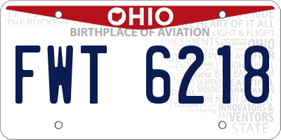 OH license plate FWT6218