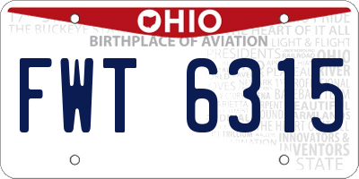 OH license plate FWT6315