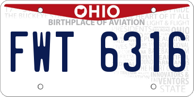OH license plate FWT6316