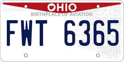 OH license plate FWT6365