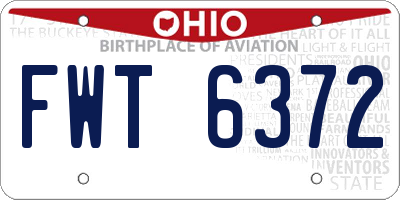 OH license plate FWT6372