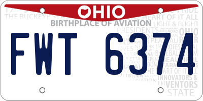 OH license plate FWT6374