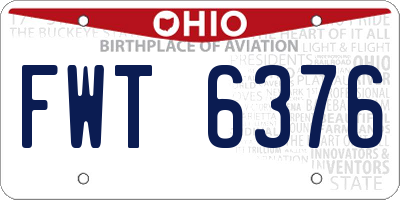 OH license plate FWT6376