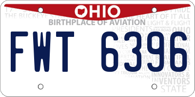 OH license plate FWT6396