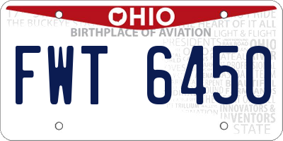 OH license plate FWT6450