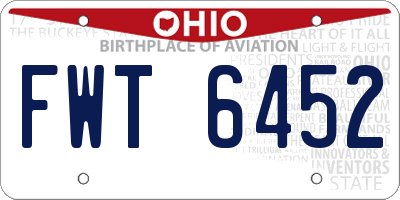 OH license plate FWT6452