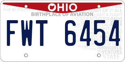OH license plate FWT6454
