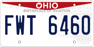 OH license plate FWT6460