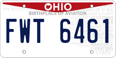 OH license plate FWT6461