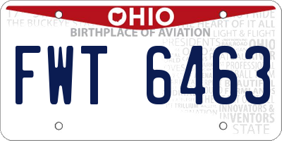 OH license plate FWT6463