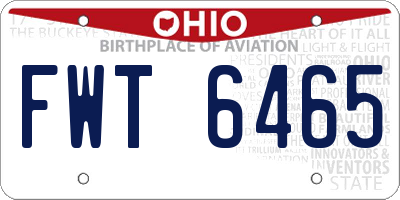 OH license plate FWT6465