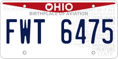 OH license plate FWT6475