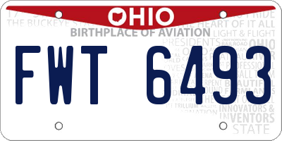 OH license plate FWT6493