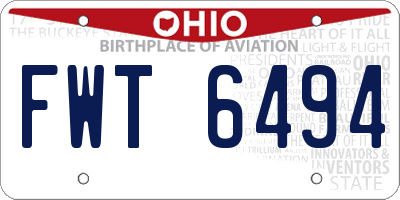 OH license plate FWT6494