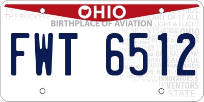 OH license plate FWT6512