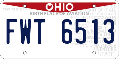 OH license plate FWT6513