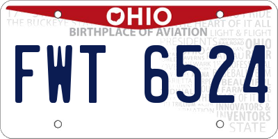 OH license plate FWT6524