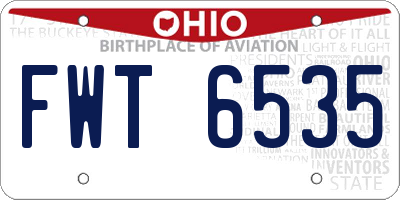 OH license plate FWT6535
