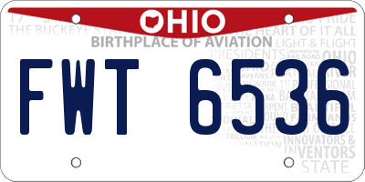 OH license plate FWT6536