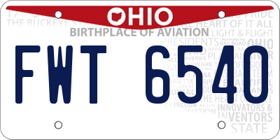 OH license plate FWT6540