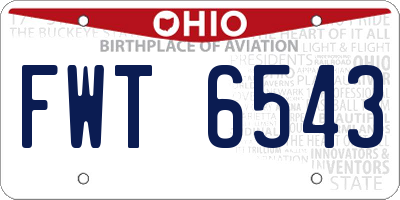 OH license plate FWT6543
