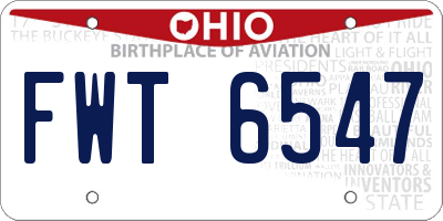OH license plate FWT6547