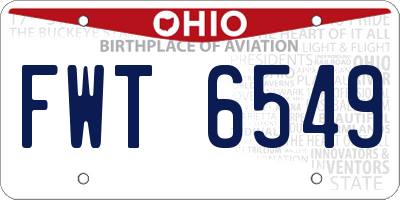 OH license plate FWT6549