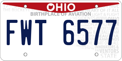 OH license plate FWT6577