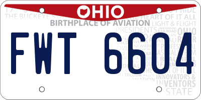 OH license plate FWT6604