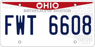 OH license plate FWT6608