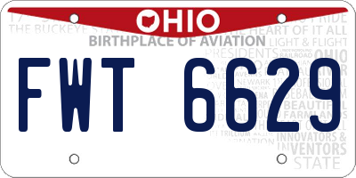 OH license plate FWT6629