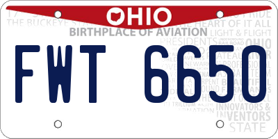 OH license plate FWT6650