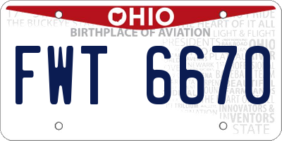 OH license plate FWT6670
