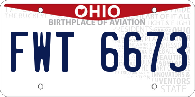 OH license plate FWT6673
