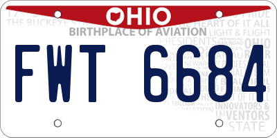 OH license plate FWT6684