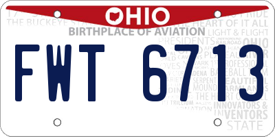 OH license plate FWT6713
