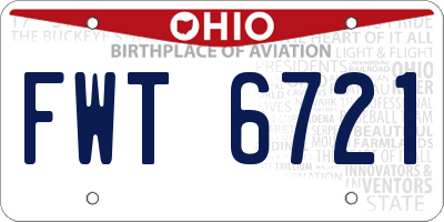 OH license plate FWT6721