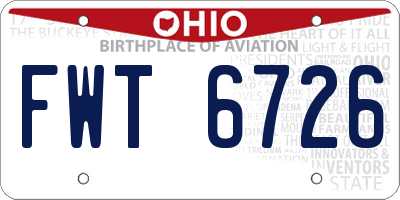 OH license plate FWT6726