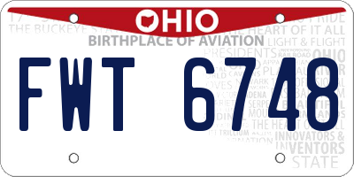 OH license plate FWT6748