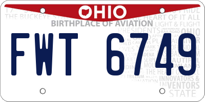 OH license plate FWT6749