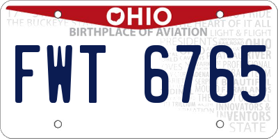 OH license plate FWT6765