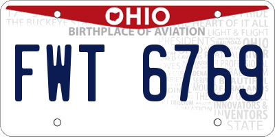 OH license plate FWT6769