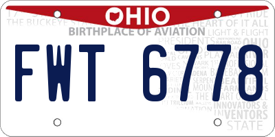 OH license plate FWT6778