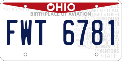 OH license plate FWT6781