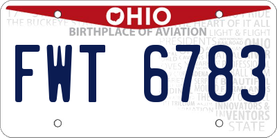 OH license plate FWT6783