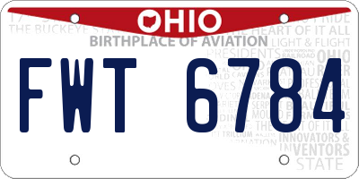 OH license plate FWT6784