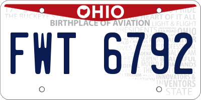 OH license plate FWT6792