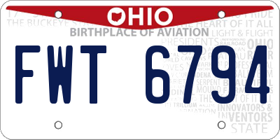 OH license plate FWT6794