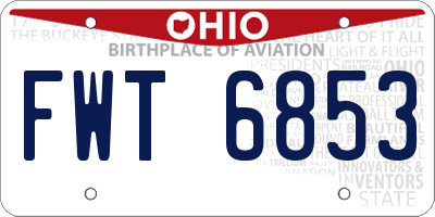 OH license plate FWT6853